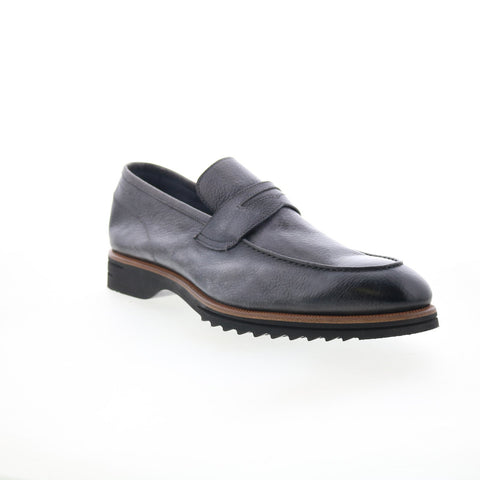Di Bianco Brera Mens Gray Leather Slip On Loafers & Slip Ons Penny Shoes