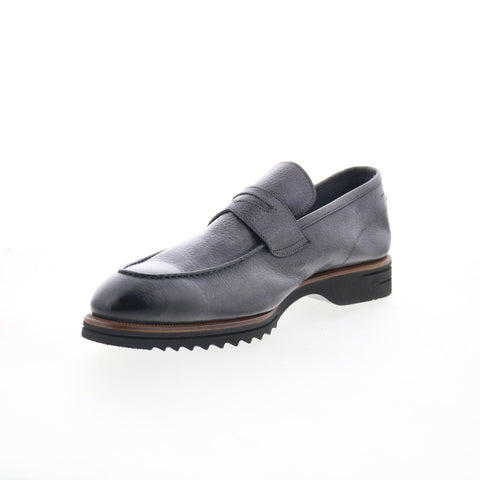 Di Bianco Brera Mens Gray Leather Slip On Loafers & Slip Ons Penny Shoes