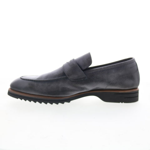 Di Bianco Brera Mens Gray Leather Slip On Loafers & Slip Ons Penny Shoes