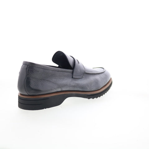 Di Bianco Brera Mens Gray Leather Slip On Loafers & Slip Ons Penny Shoes
