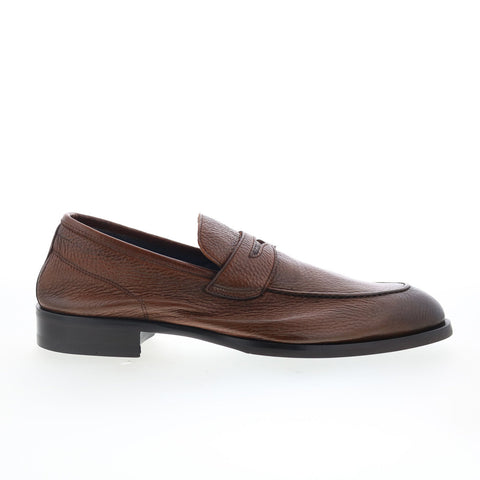 Di Bianco Brera Mens Brown Leather Slip On Loafers & Slip Ons Penny Shoes