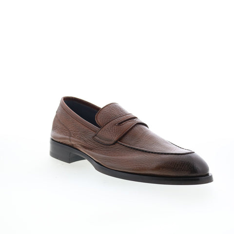 Di Bianco Brera Mens Brown Leather Slip On Loafers & Slip Ons Penny Shoes