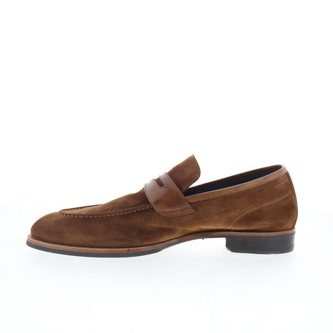 Di Bianco Brera Mens Brown Suede Slip On Loafers & Slip Ons Penny Shoes