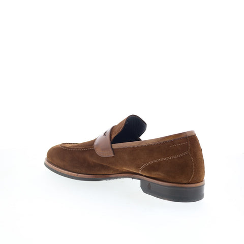 Di Bianco Brera Mens Brown Suede Slip On Loafers & Slip Ons Penny Shoes