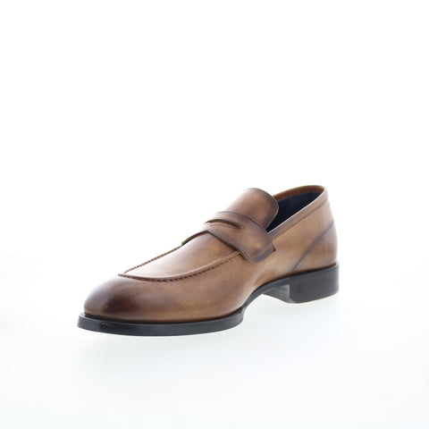 Di Bianco Brera Mens Brown Leather Slip On Loafers & Slip Ons Penny Shoes