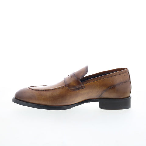 Di Bianco Brera Mens Brown Leather Slip On Loafers & Slip Ons Penny Shoes