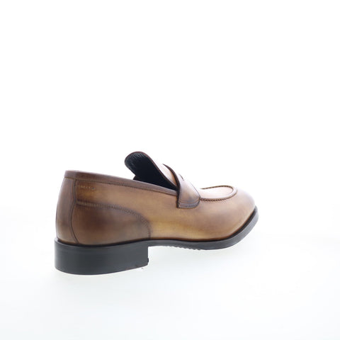 Di Bianco Brera Mens Brown Leather Slip On Loafers & Slip Ons Penny Shoes