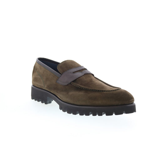 Di Bianco Brera Mens Brown Suede Slip On Loafers & Slip Ons Penny Shoes