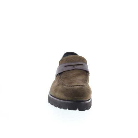Di Bianco Brera Mens Brown Suede Slip On Loafers & Slip Ons Penny Shoes
