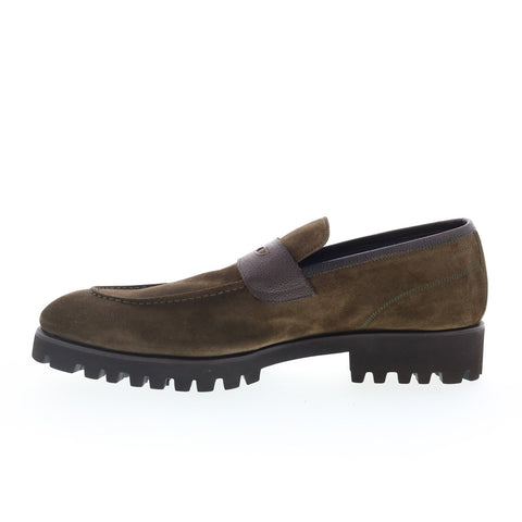 Di Bianco Brera Mens Brown Suede Slip On Loafers & Slip Ons Penny Shoes