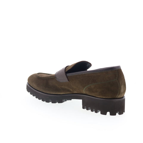 Di Bianco Brera Mens Brown Suede Slip On Loafers & Slip Ons Penny Shoes