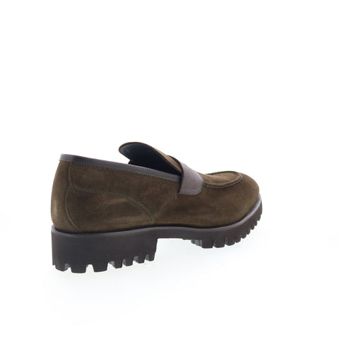 Di Bianco Brera Mens Brown Suede Slip On Loafers & Slip Ons Penny Shoes