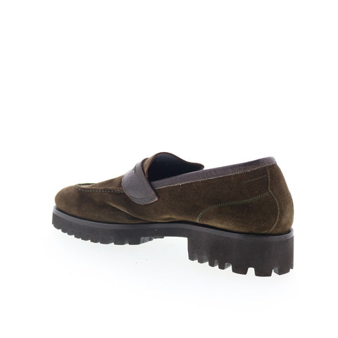 Di Bianco Brera Mens Brown Suede Slip On Loafers & Slip Ons Penny Shoes
