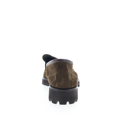 Di Bianco Brera Mens Brown Suede Slip On Loafers & Slip Ons Penny Shoes
