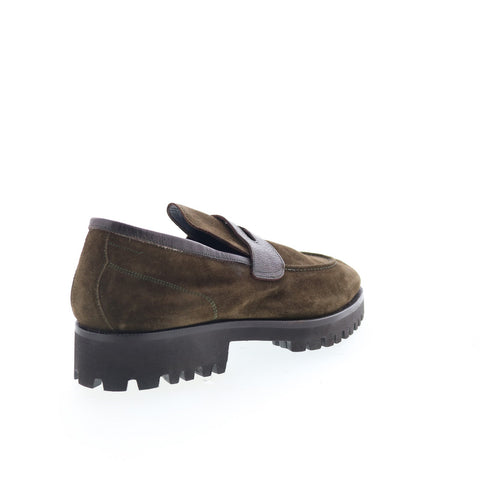 Di Bianco Brera Mens Brown Suede Slip On Loafers & Slip Ons Penny Shoes