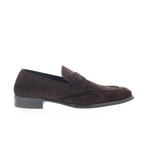 Di Bianco Brera Mens Brown Suede Slip On Loafers & Slip Ons Penny Shoes
