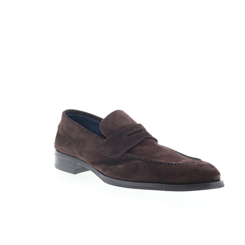 Di Bianco Brera Mens Brown Suede Slip On Loafers & Slip Ons Penny Shoes