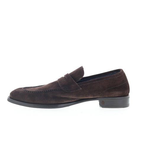 Di Bianco Brera Mens Brown Suede Slip On Loafers & Slip Ons Penny Shoes
