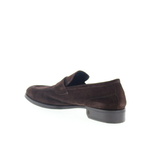 Di Bianco Brera Mens Brown Suede Slip On Loafers & Slip Ons Penny Shoes
