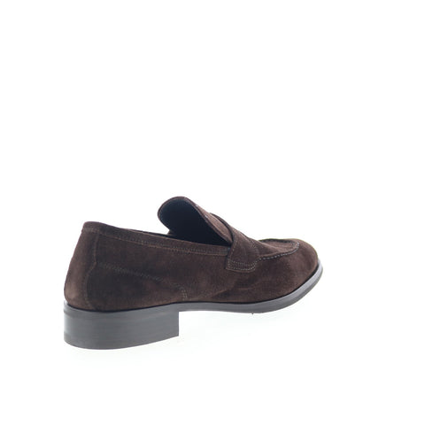 Di Bianco Brera Mens Brown Suede Slip On Loafers & Slip Ons Penny Shoes