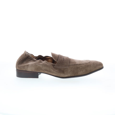 Di Bianco Brera Mens Brown Suede Slip On Loafers & Slip Ons Penny Shoes