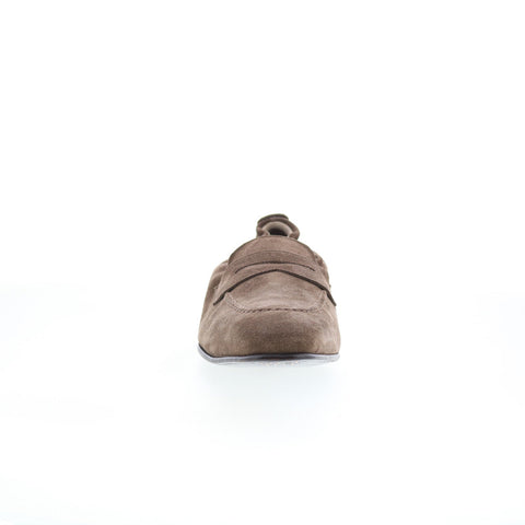 Di Bianco Brera Mens Brown Suede Slip On Loafers & Slip Ons Penny Shoes