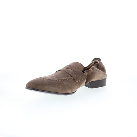 Di Bianco Brera Mens Brown Suede Slip On Loafers & Slip Ons Penny Shoes