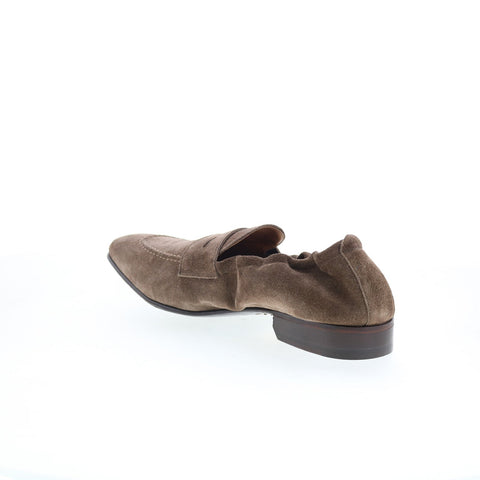 Di Bianco Brera Mens Brown Suede Slip On Loafers & Slip Ons Penny Shoes