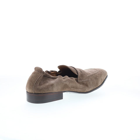 Di Bianco Brera Mens Brown Suede Slip On Loafers & Slip Ons Penny Shoes