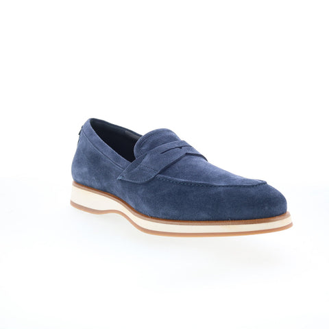 Di Bianco Brera Mens Blue Leather Slip On Loafers & Slip Ons Penny Shoes