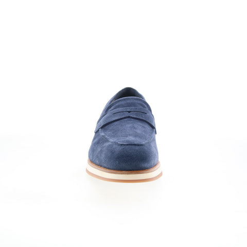 Di Bianco Brera Mens Blue Leather Slip On Loafers & Slip Ons Penny Shoes