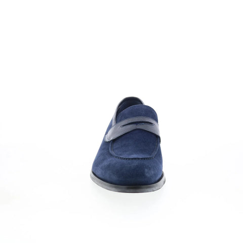 Di Bianco Brera Mens Blue Suede Slip On Loafers & Slip Ons Penny Shoes