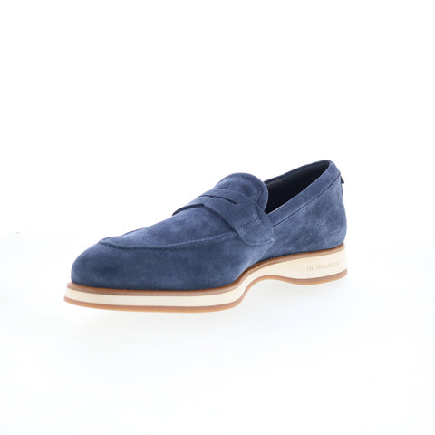 Di Bianco Brera Mens Blue Leather Slip On Loafers & Slip Ons Penny Shoes