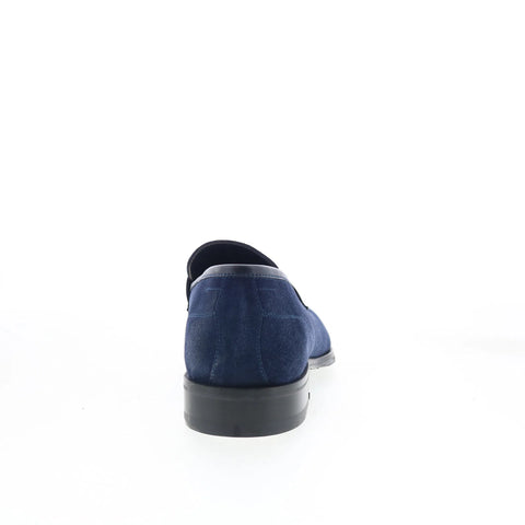 Di Bianco Brera Mens Blue Suede Slip On Loafers & Slip Ons Penny Shoes
