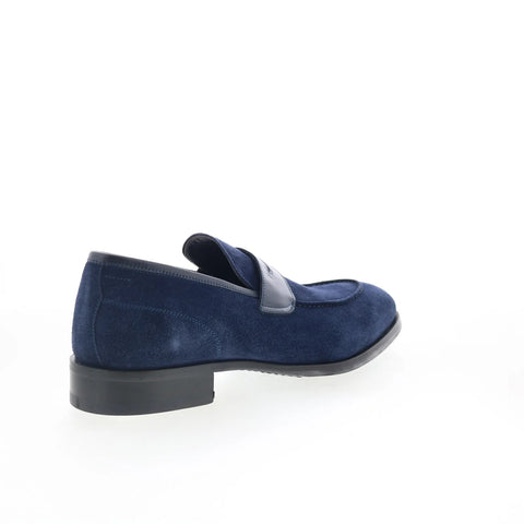 Di Bianco Brera Mens Blue Suede Slip On Loafers & Slip Ons Penny Shoes
