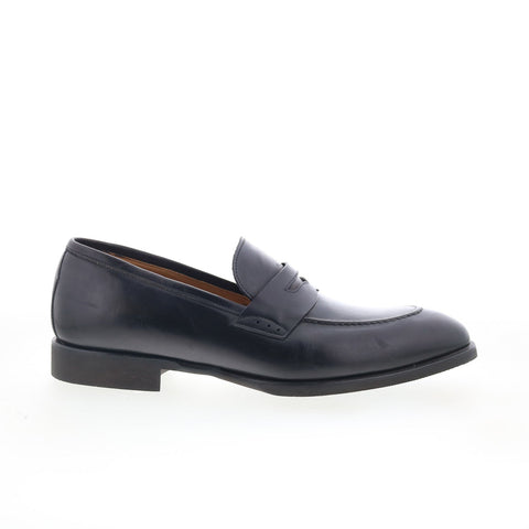 Di Bianco Brera Mens Black Leather Slip On Loafers & Slip Ons Penny Shoes