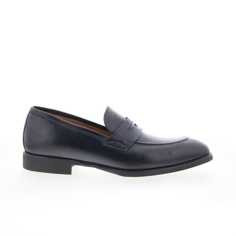 Di Bianco Brera Mens Black Leather Slip On Loafers & Slip Ons Penny Shoes