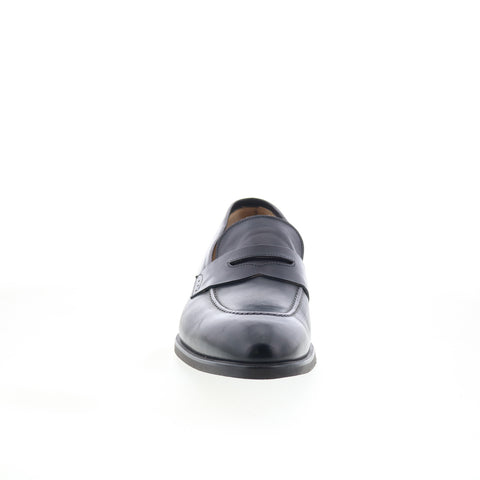 Di Bianco Brera Mens Black Leather Slip On Loafers & Slip Ons Penny Shoes