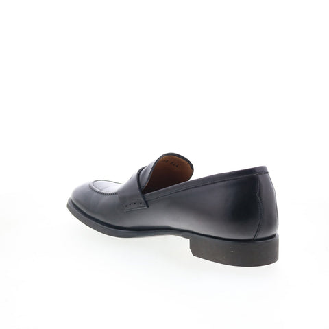 Di Bianco Brera Mens Black Leather Slip On Loafers & Slip Ons Penny Shoes