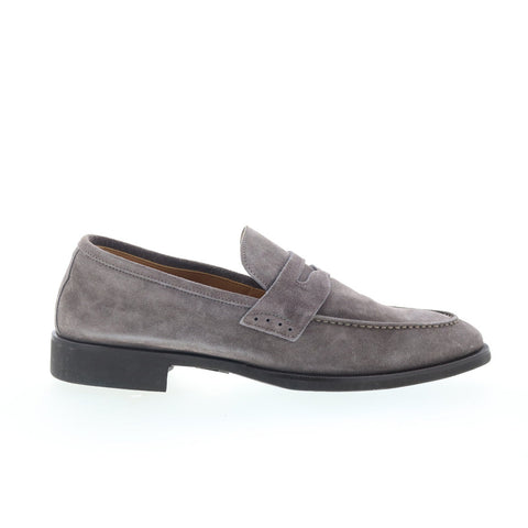 Di Bianco Brera Mens Gray Suede Slip On Loafers & Slip Ons Penny Shoes