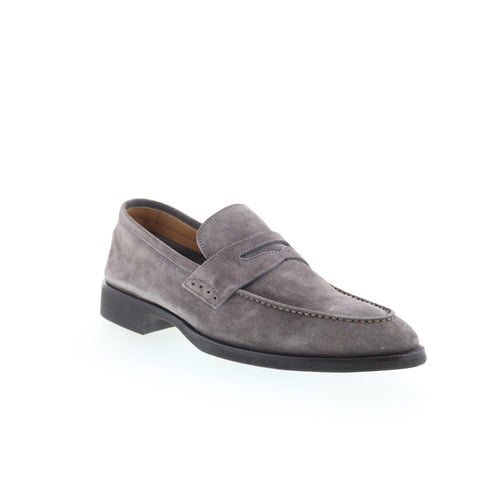 Di Bianco Brera Mens Gray Suede Slip On Loafers & Slip Ons Penny Shoes