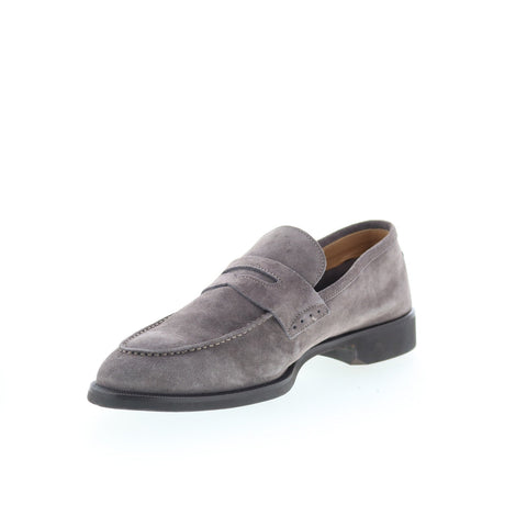 Di Bianco Brera Mens Gray Suede Slip On Loafers & Slip Ons Penny Shoes