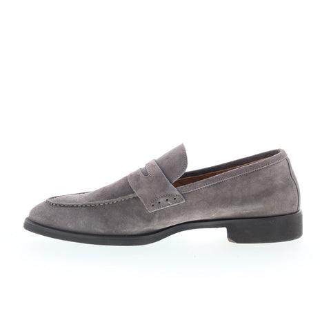 Di Bianco Brera Mens Gray Suede Slip On Loafers & Slip Ons Penny Shoes