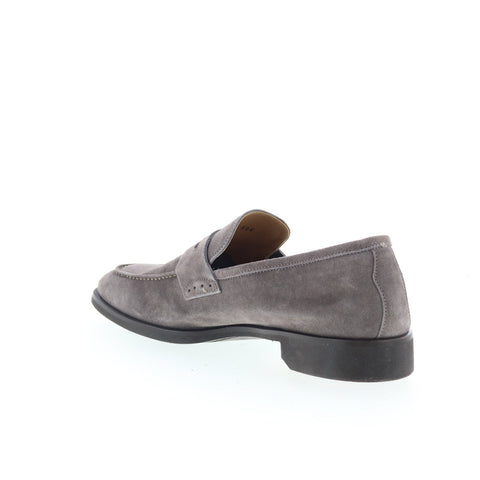 Di Bianco Brera Mens Gray Suede Slip On Loafers & Slip Ons Penny Shoes