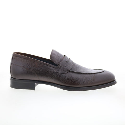 Di Bianco Brera Mens Brown Leather Slip On Loafers & Slip Ons Penny Shoes