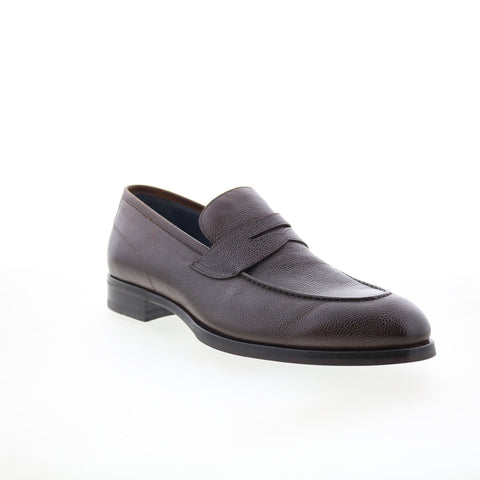 Di Bianco Brera Mens Brown Leather Slip On Loafers & Slip Ons Penny Shoes
