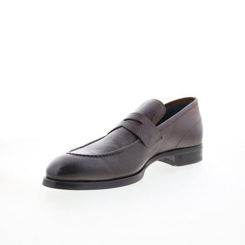 Di Bianco Brera Mens Brown Leather Slip On Loafers & Slip Ons Penny Shoes