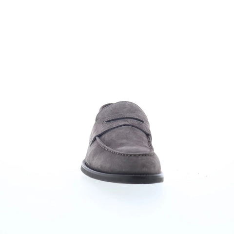 Di Bianco Velour BRERA Mens Gray Leather Loafers & Slip Ons Penny Shoes