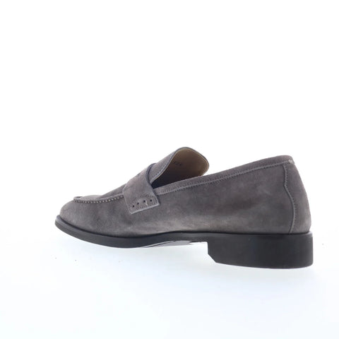 Di Bianco Velour BRERA Mens Gray Leather Loafers & Slip Ons Penny Shoes