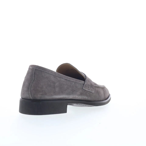 Di Bianco Velour BRERA Mens Gray Leather Loafers & Slip Ons Penny Shoes